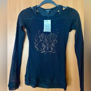 2 piece Bebe Sport Black and Gold Top